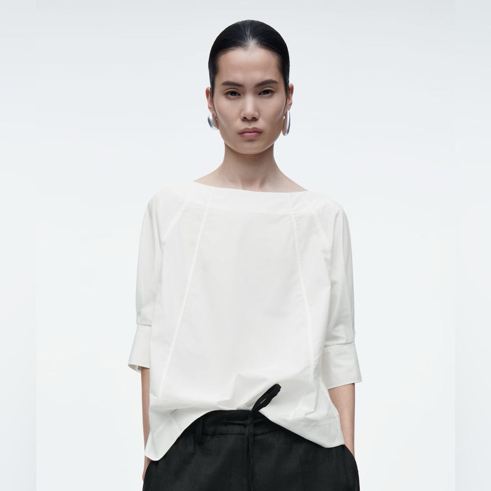 SOLD: COS White Boat-Neck Blouse
